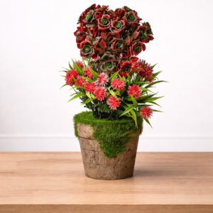 Artificial Mini Rose Bonsai in Pot
