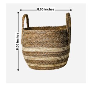 Cream and Brown Jute Basket