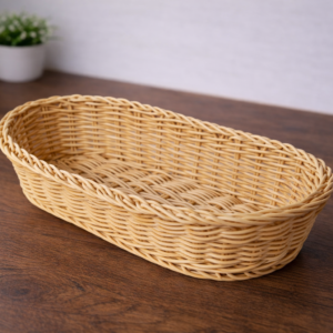 Cream Oval Plastic Basket
